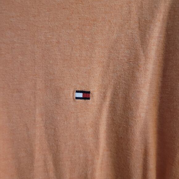 Tommy Hilfiger Men XL V Neck Logo Tee Shirt Orange Rust Brown Minimalist Casual - Picture 5 of 6